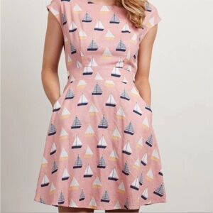 SM WARDROBE women’s sailboat print dress size large flawed